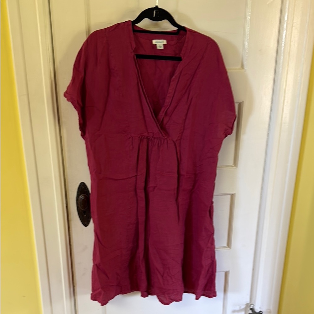 Sundance 100% Linen Dress Dawn To Dusk Popover Pockets Relaxed